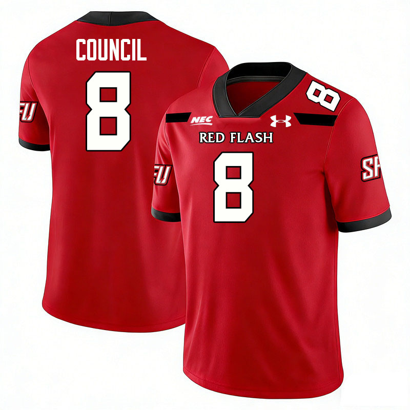 Saint Francis Red Flash #8 Kendric Council College Football Jerseys,Uniforms Stitched-Red